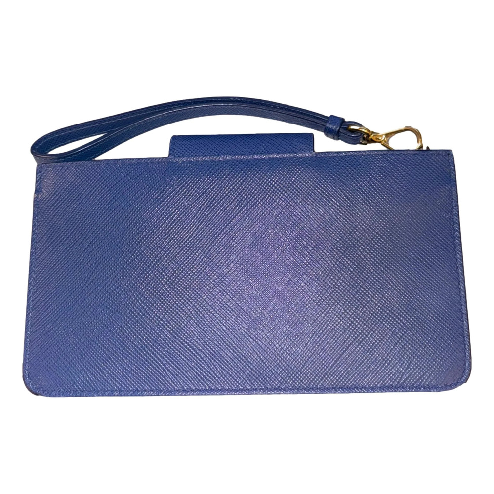 Prada Saffiano Leather Blue Wristlet Clutch - Picture 4 of 7